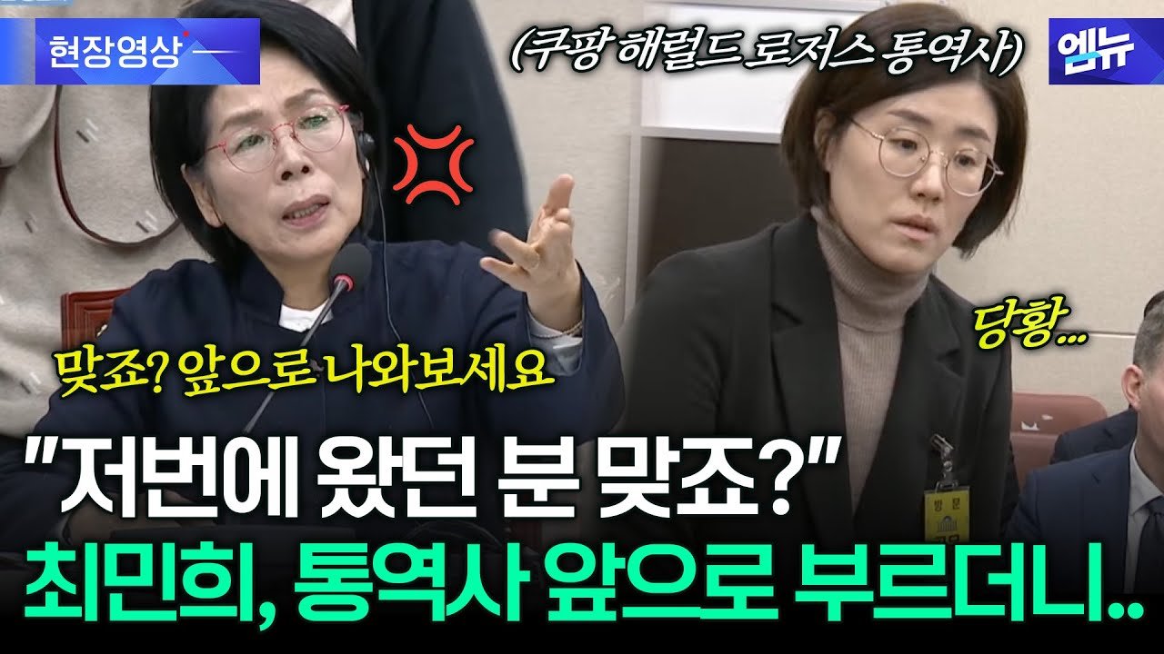 최민희, 인상 팍 쓰더니…쿠팡 해럴드 로저스 통역사 문제의 핵심은?